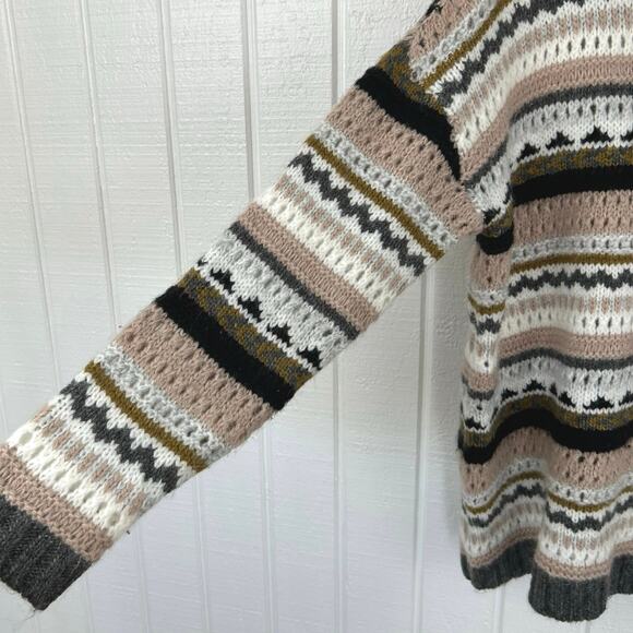 Loft Women Wool Chunky Knit Sweater Pullover Boho Preppy Winter Gray Size Large - Picture 3 of 6